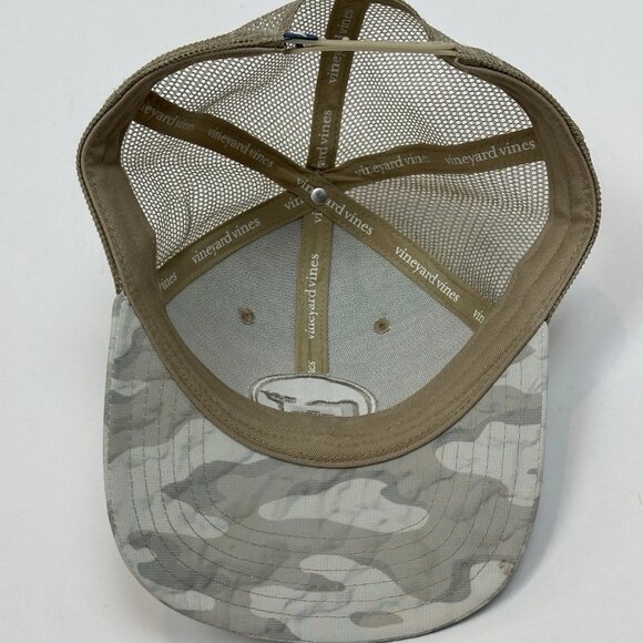 NEW Vineyard Vines Camo Whale Dot Performance Trucker Hat Khaki One Size NWOT - Picture 10 of 10